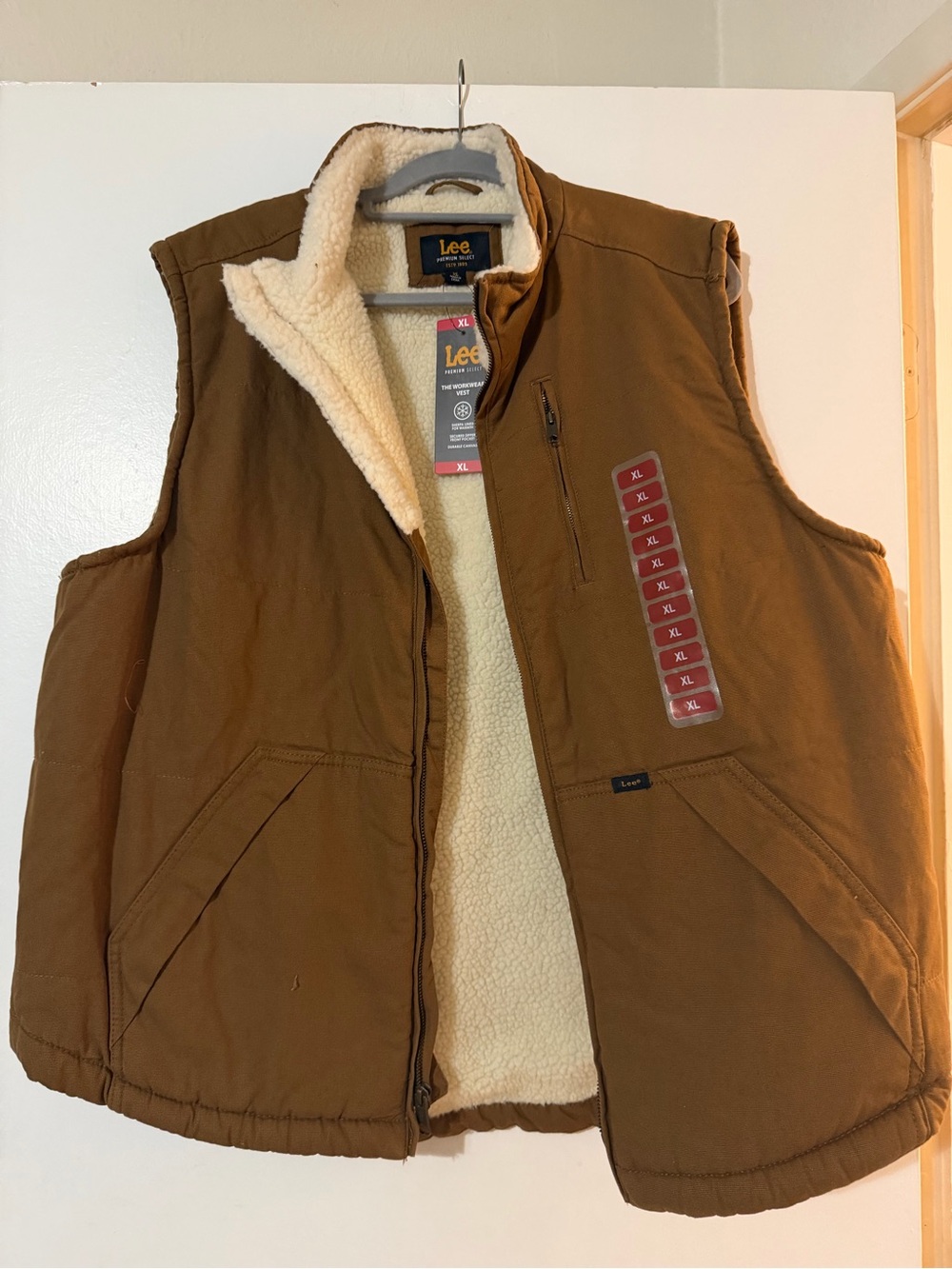 Lee Men's Tan-Brown Sherpa Lined Vest